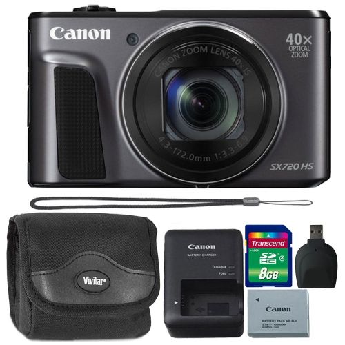  Teds Canon PowerShot SX720 HS 20.3MP Built-in Wifi and NFC 40X Zoom Digital (Black) + Free 8GB Memory Card