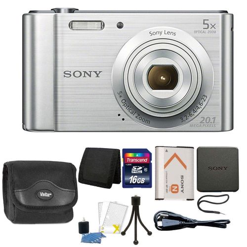  Teds Sony Cyber-Shot DSC-W800 20.1MP 5X Optical Zoom Full HD 720p Digital Camera Silver + 16GB Card and Accessories