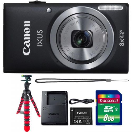  Teds Canon Powershot Ixus 185  ELPH 180 20MP Compact Digital Camera Black with 8GB Memory Card and Flexible Tripod