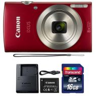 Teds Canon Powershot Ixus 185  ELPH 180 20MP Compact Digital Camera Red with 16GB Memory Card