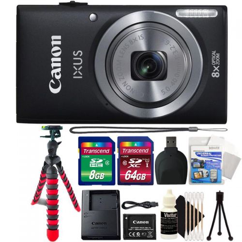  Teds Canon Powershot Ixus 185  ELPH 180 20MP Compact Digital Camera Black with Top Accessory Bundle