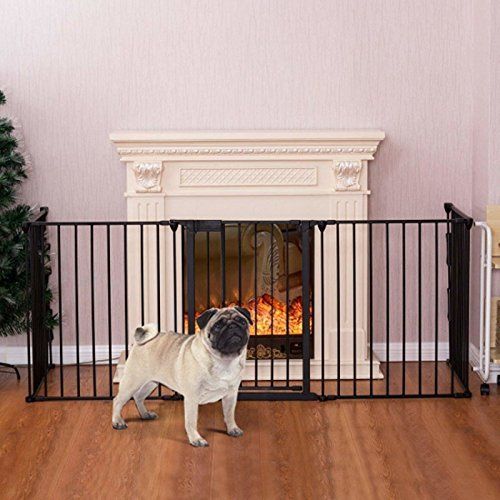  Teekland Baby Gate Fireplace Safety Fence with Doors, Pet Dog GateBaby Play YardPlay Pen Extended...