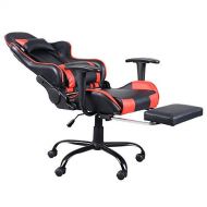 Teekland High Back Swivel Chair Racing Gaming Chair Office Chair with Footrest Tier Black & Red