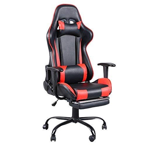  Teekland High Back Swivel Chair Racing Gaming Chair Office Chair with Footrest Tier Black & Red