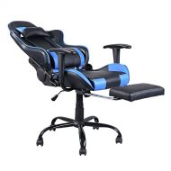 Teekland High Back Swivel Chair Racing Gaming Chair Office Chair with Footrest Tier Black & Blue