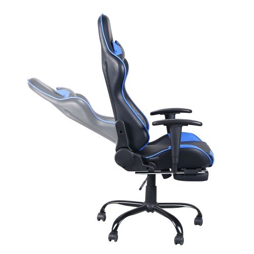  Teekland High Back Swivel Chair Racing Gaming Chair Office Chair with Footrest Tier Black & Blue