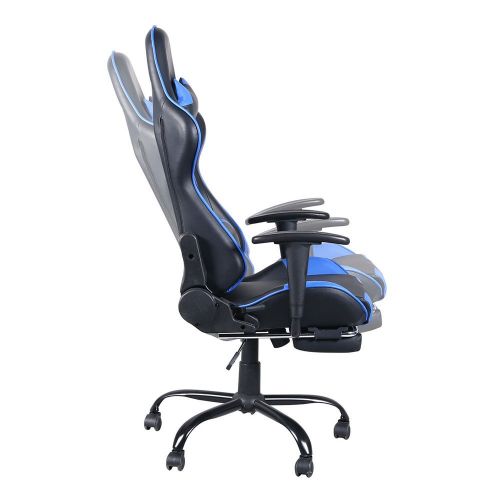  Teekland High Back Swivel Chair Racing Gaming Chair Office Chair with Footrest Tier Black & Blue