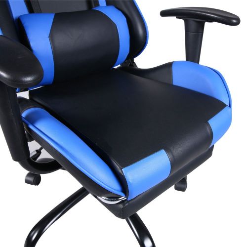  Teekland High Back Swivel Chair Racing Gaming Chair Office Chair with Footrest Tier Black & Blue