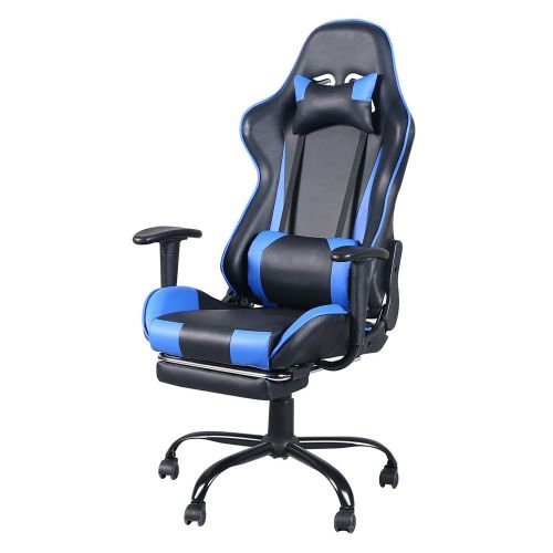  Teekland High Back Swivel Chair Racing Gaming Chair Office Chair with Footrest Tier Black & Blue