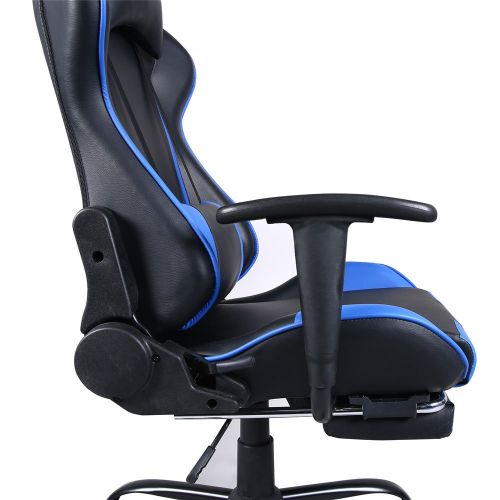  Teekland High Back Swivel Chair Racing Gaming Chair Office Chair with Footrest Tier Black & Blue