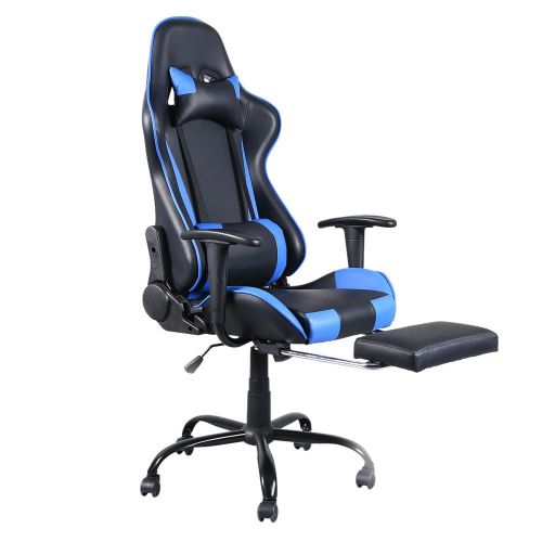 Teekland High Back Swivel Chair Racing Gaming Chair Office Chair with Footrest Tier Black & Blue