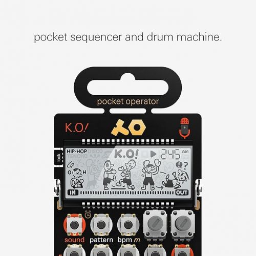  teenage engineering pocket operator PO-33 K.O.! sampler and drum machine with built-in microphone, sequencer and effects BUNDLE with black CA-X silicone case, and MC-3 mini sync cables