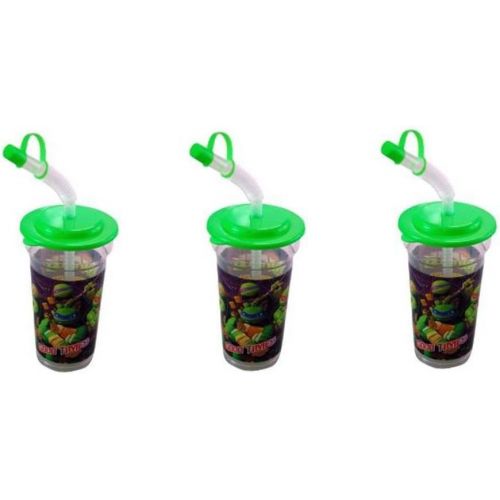  Teenage Mutant Ninja Turtles TMNT Ninja Turtle 14 oz Sport Tumbler with Lid and Straw x 3