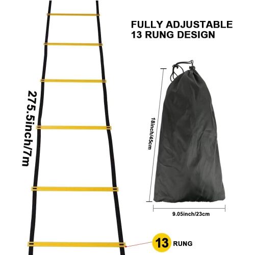  Teenitor 12 Rung Agility Ladder Speed Ladder Training Ladder for Soccer, Speed, Football Fitness Feet Training Carry Bag
