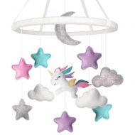 Teeny Giggles Unicorn Felt Baby Mobile - Stars, Moon, Clouds