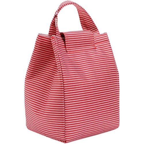  Teerwere Picnic Basket Portable Lunch Insulated Cake Bag Black and White Striped Lunch Bag Pearl Cotton Picnic Bag Picnic Baskets with lid (Color : Red)