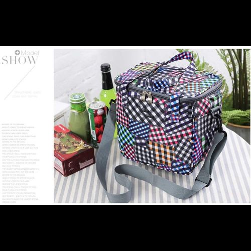  Teerwere Picnic Basket Lunch Bag 9L Oxford Cloth Small Insulation Bag Outdoor Multifunctional Insulation Bag Picnic Bag Picnic Baskets with lid (Color : Plaid)