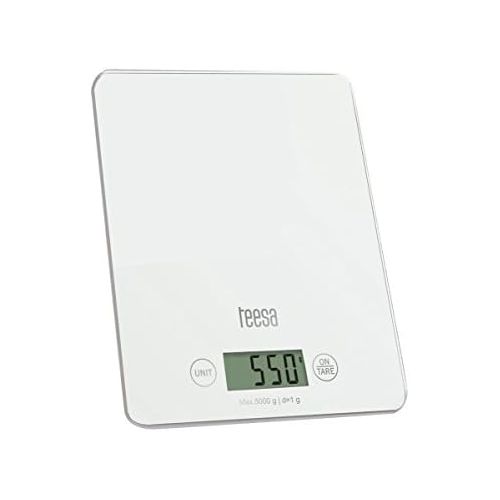  Teesa TSA0804W Digitale Kuechenwaage mit grosser LCD-Anzeige, 4 g / 5 Kg, weiss