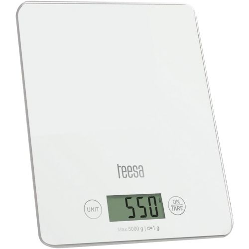  Teesa TSA0804W Digitale Kuechenwaage mit grosser LCD-Anzeige, 4 g / 5 Kg, weiss