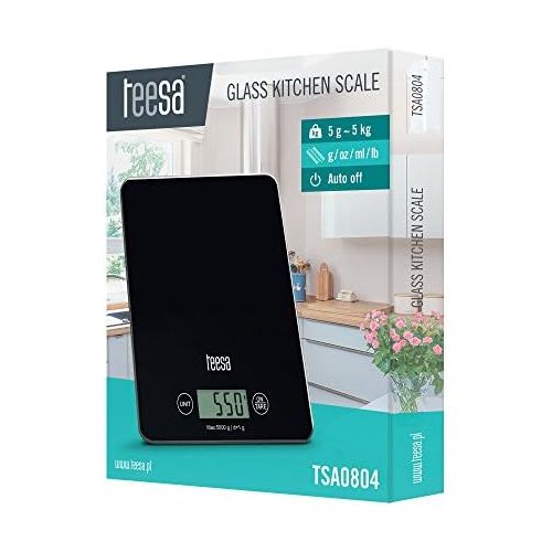  Teesa TSA0804 Digitale Kuechenwaage mit grosser LCD-Anzeige, 4 g / 5 Kg, schwarz