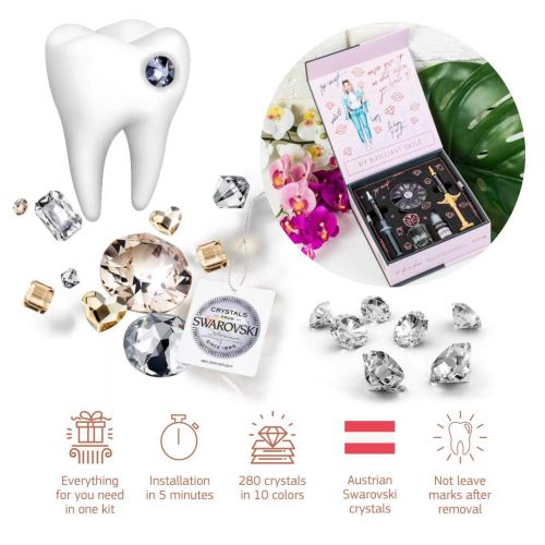  TeethGemsBox Professional Teeth Gems Kit  Tooth Jewlery Kit  Fashionable Removable Tooth Ornaments  Includes 280 Gems in 10 Colors and 2 Sizes to Decorate Your Teeth for Any Occ