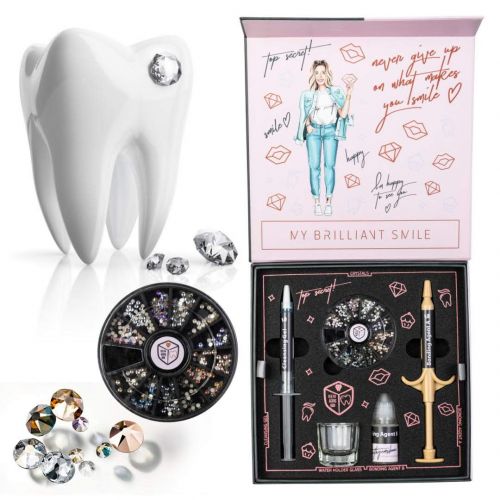  TeethGemsBox Professional Teeth Gems Kit  Tooth Jewlery Kit  Fashionable Removable Tooth Ornaments  Includes 280 Gems in 10 Colors and 2 Sizes to Decorate Your Teeth for Any Occ