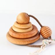 /NATURAL RING STACKER - TeetherToys - Wooden Toys - Ring Stacker - Wooden Rings - Play Gym Toy - Early Learning - Cognitive - Montessori