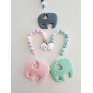 /TeethingtimeGoods Silicone Teether, elephant teether, paci clip, silicone pendant elephant