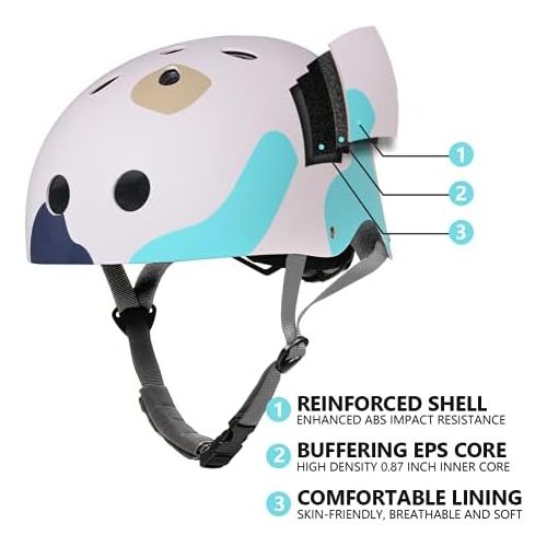  Teetle Youth Skateboard Helmet Adults/Teens/Kids with Two Removable Liners Multi-Sports Scooter Roller Skate Inline Skating M Size 21-23 Inch