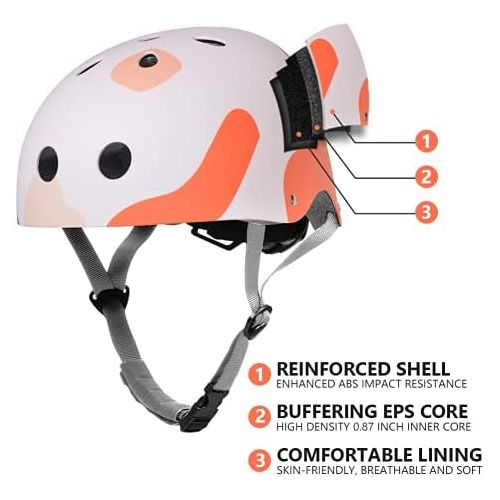  Teetle Youth Skateboard Helmet Adults/Teens/Kids with Two Removable Liners Multi-Sports Scooter Roller Skate Inline Skating M Size 21-23 Inch