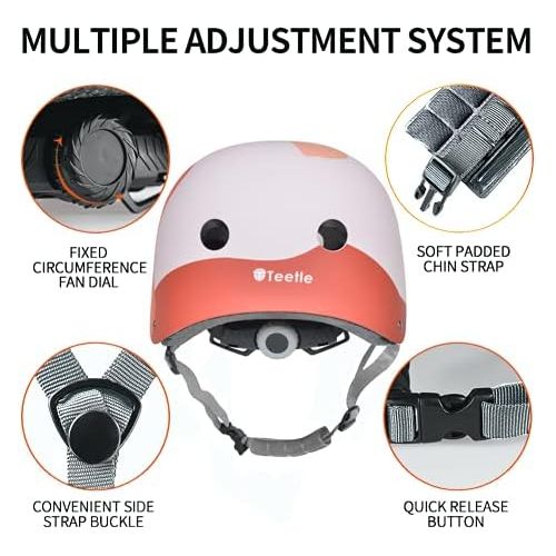  Teetle Youth Skateboard Helmet Adults/Teens/Kids with Two Removable Liners Multi-Sports Scooter Roller Skate Inline Skating M Size 21-23 Inch