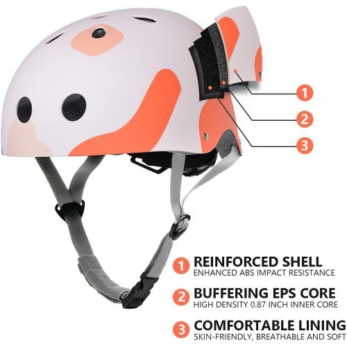  Teetle Youth Skateboard Helmet Adults/Teens/Kids with Two Removable Liners Multi-Sports Scooter Roller Skate Inline Skating M Size 21-23 Inch