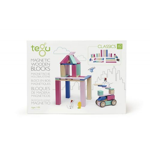  42 Piece Tegu Magnetic Wooden Block Set, Blossom