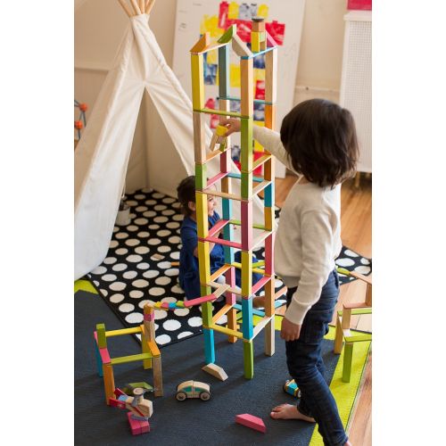  130 Piece Tegu Classroom Magnetic Wooden Block Set, Tints