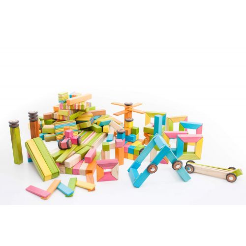  130 Piece Tegu Classroom Magnetic Wooden Block Set, Tints