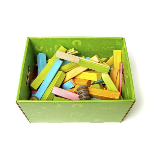  130 Piece Tegu Classroom Magnetic Wooden Block Set, Tints