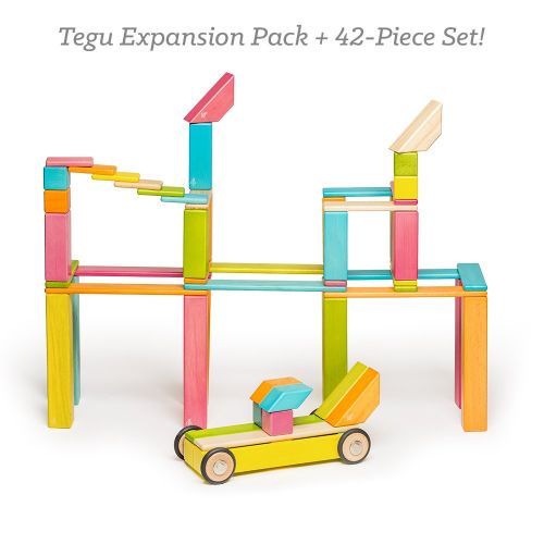  42 Piece Tegu Magnetic Wooden Block Expansion Pack Large, Tints