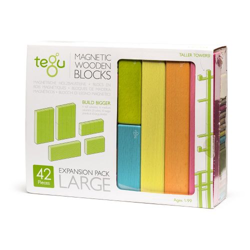  42 Piece Tegu Magnetic Wooden Block Expansion Pack Large, Tints