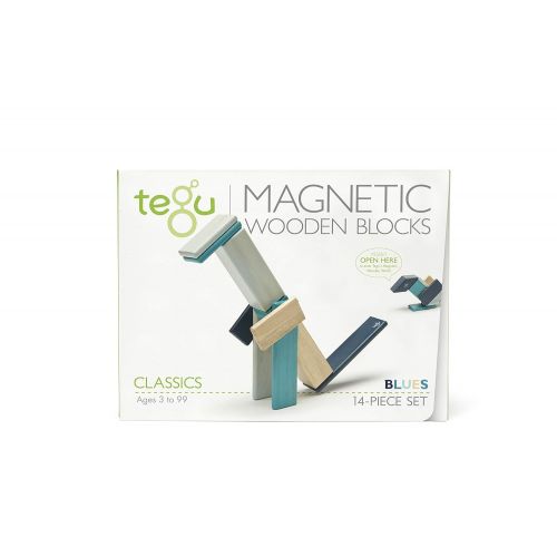  14 Piece Tegu Magnetic Wooden Block Set, Blues