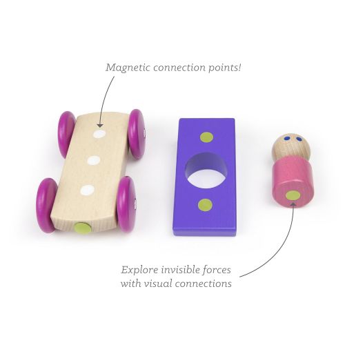  3 Piece Tegu Magnetic Racer Building Block Set, Purple