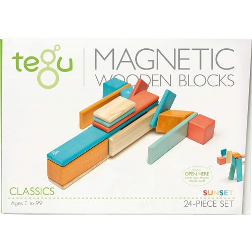  24 Piece Tegu Magnetic Wooden Block Set, Sunset