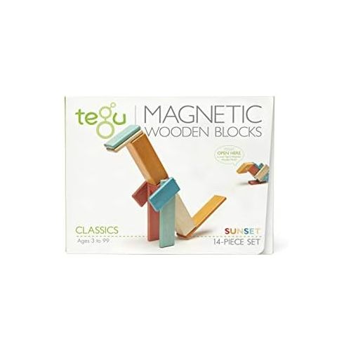  [아마존베스트]14 Piece Tegu Magnetic Wooden Block Set, Sunset