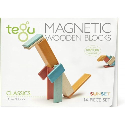  [아마존베스트]14 Piece Tegu Magnetic Wooden Block Set, Sunset
