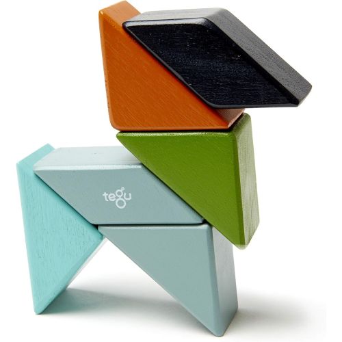  6 Piece Tegu Pocket Pouch Prism Magnetic Wooden Block Set, Nelson
