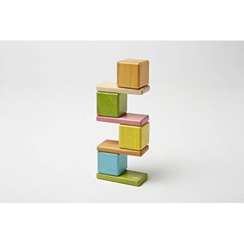  8 Piece Tegu Pocket Pouch Magnetic Wooden Block Set, Tints