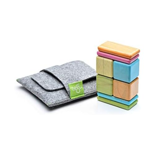  8 Piece Tegu Pocket Pouch Magnetic Wooden Block Set, Tints