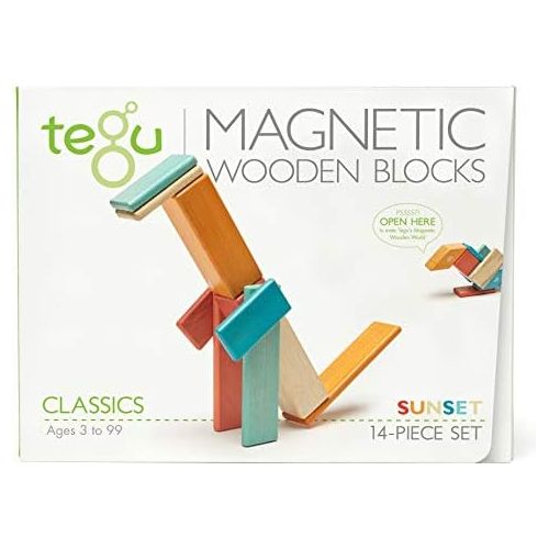  14 Piece Tegu Magnetic Wooden Block Set, Sunset