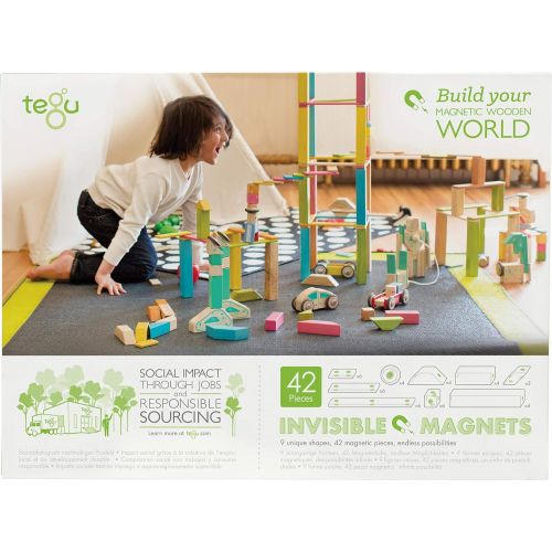  42 Piece Tegu Magnetic Wooden Block Set, Natural