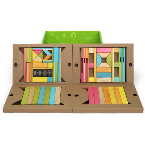  90 Piece Tegu Classroom Magnetic Wooden Block Set, Tints