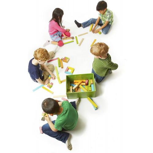  90 Piece Tegu Classroom Magnetic Wooden Block Set, Tints